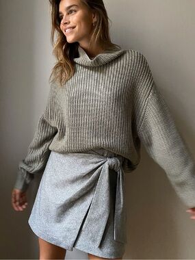 Wilfred wrap front skirt | heather grey